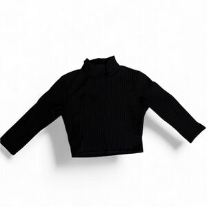 PrettyLittleThing Black Ribbed Cropped Turtleneck